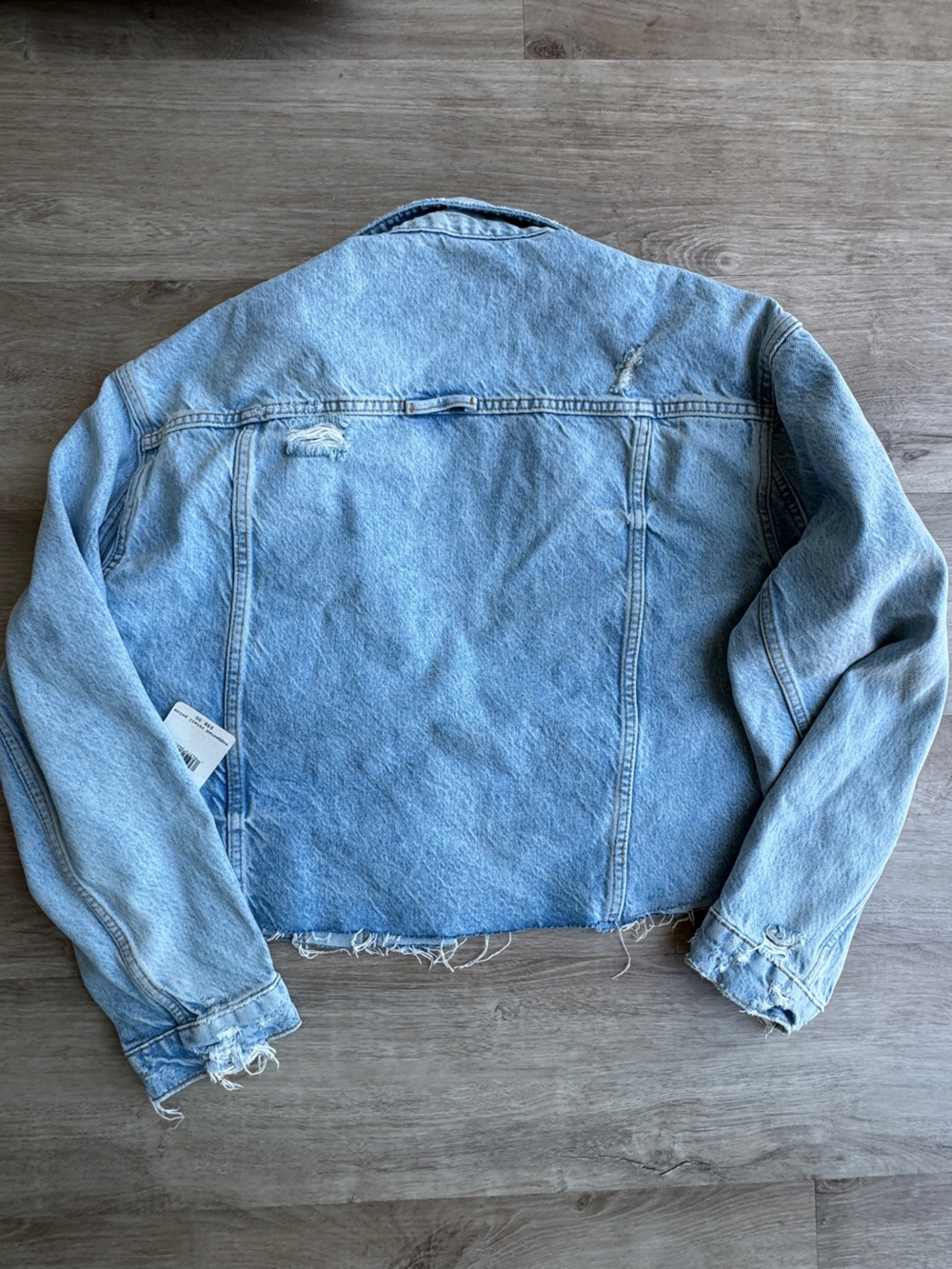 We The Free By Free People Amelia Distressed Cropped Denim Oversized Jacket S - Picture 9 of 9